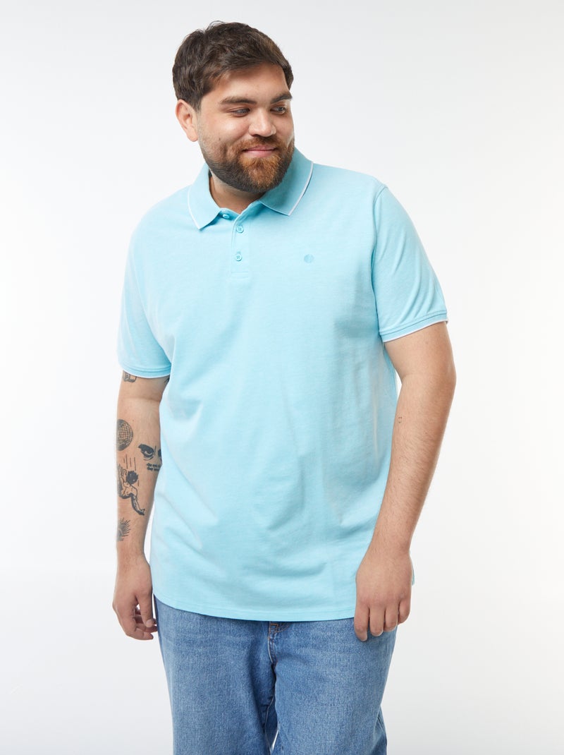 Polo de algodão com contrastes Azul - Kiabi