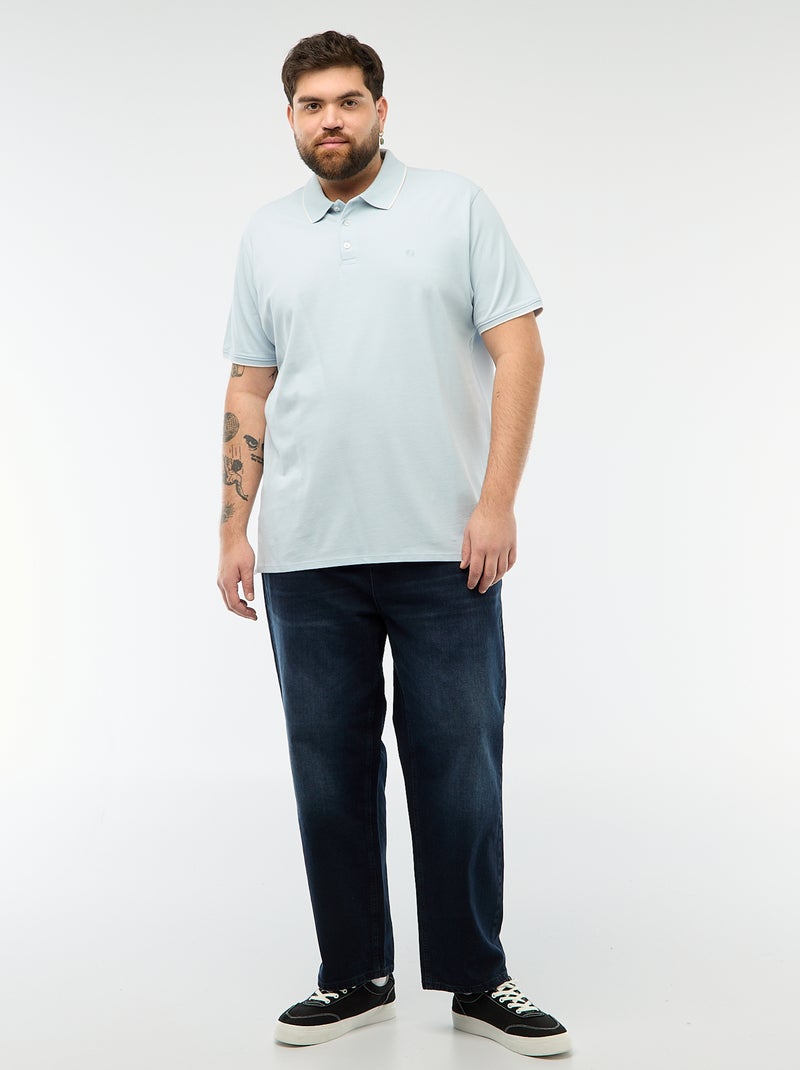Polo de algodão com contrastes Azul - Kiabi