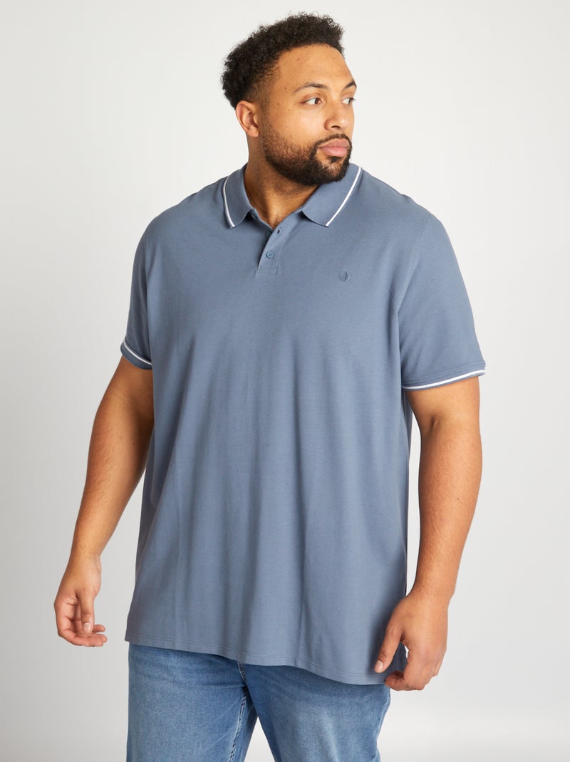 Polo de algodão com contrastes AZUL - Kiabi