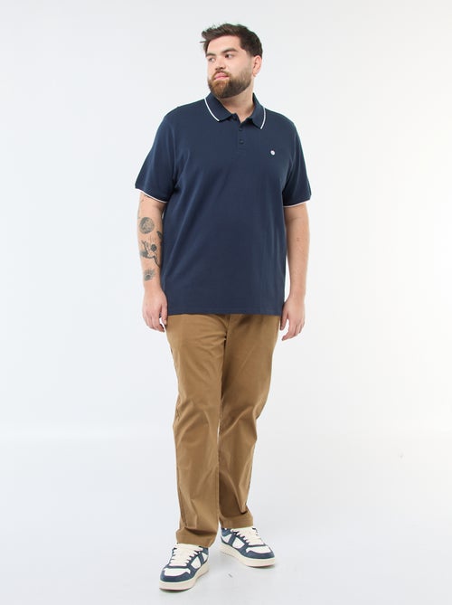 Polo de algodão com contrastes - Kiabi