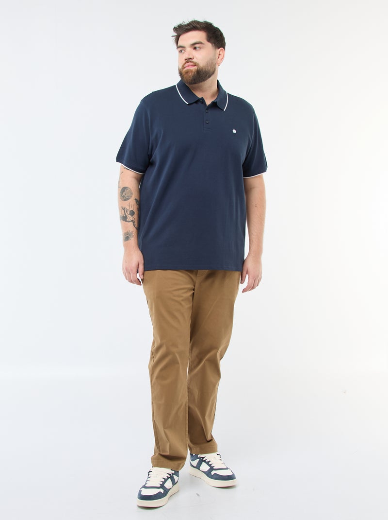 Polo de algodão com contrastes AZUL - Kiabi