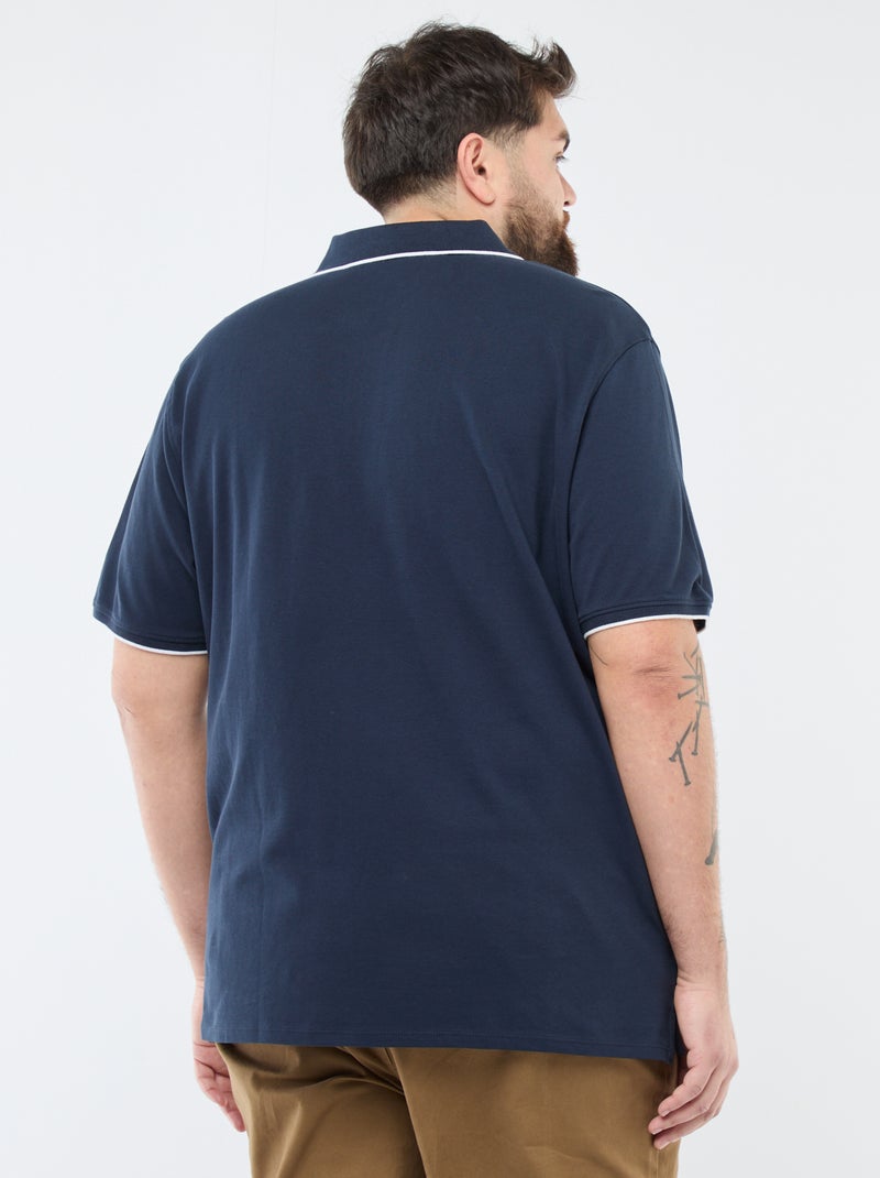 Polo de algodão com contrastes AZUL - Kiabi