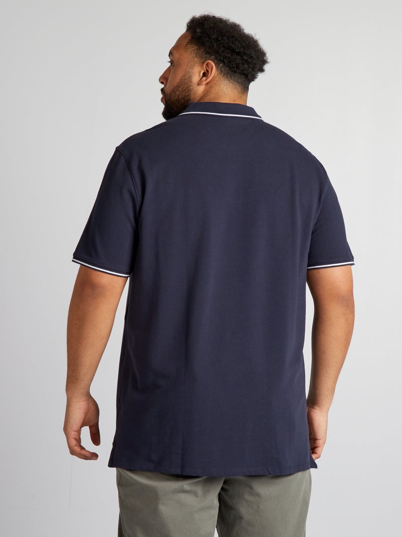 Polo de algodão com contrastes AZUL - Kiabi