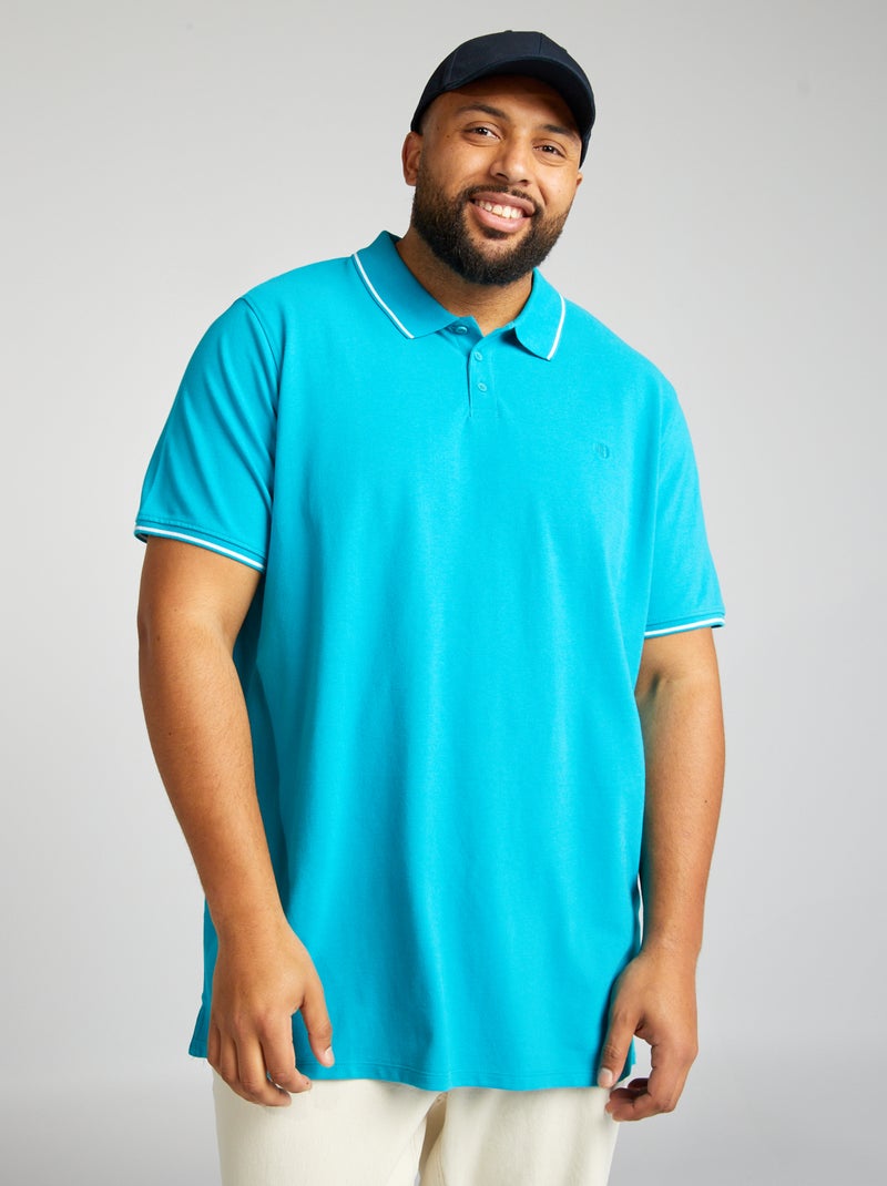 Polo de algodão com contrastes AZUL - Kiabi