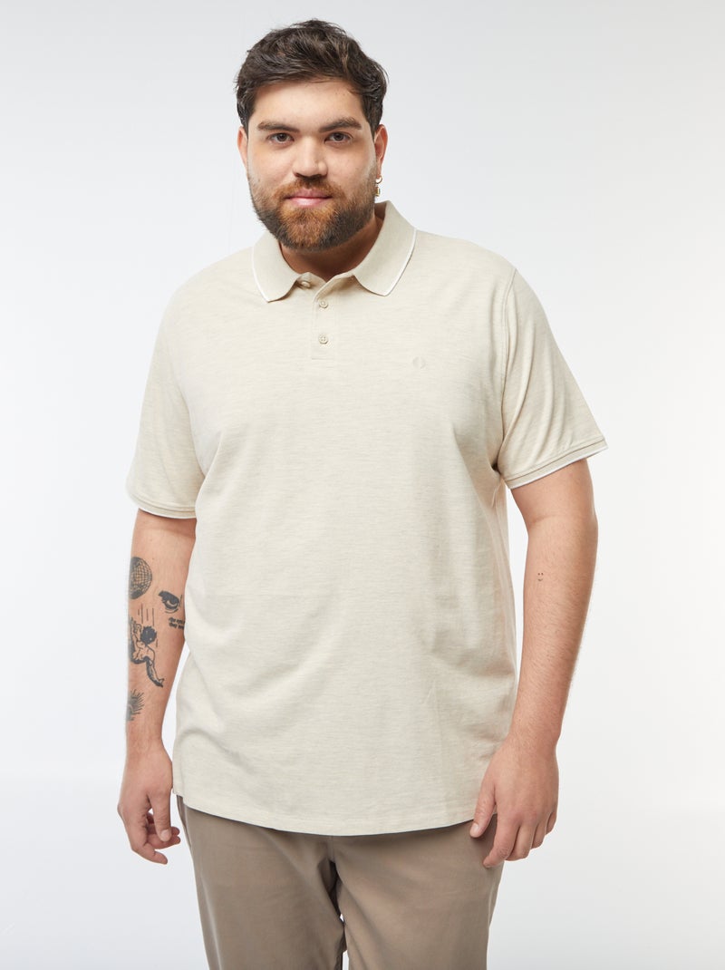 Polo de algodão com contrastes Bege - Kiabi