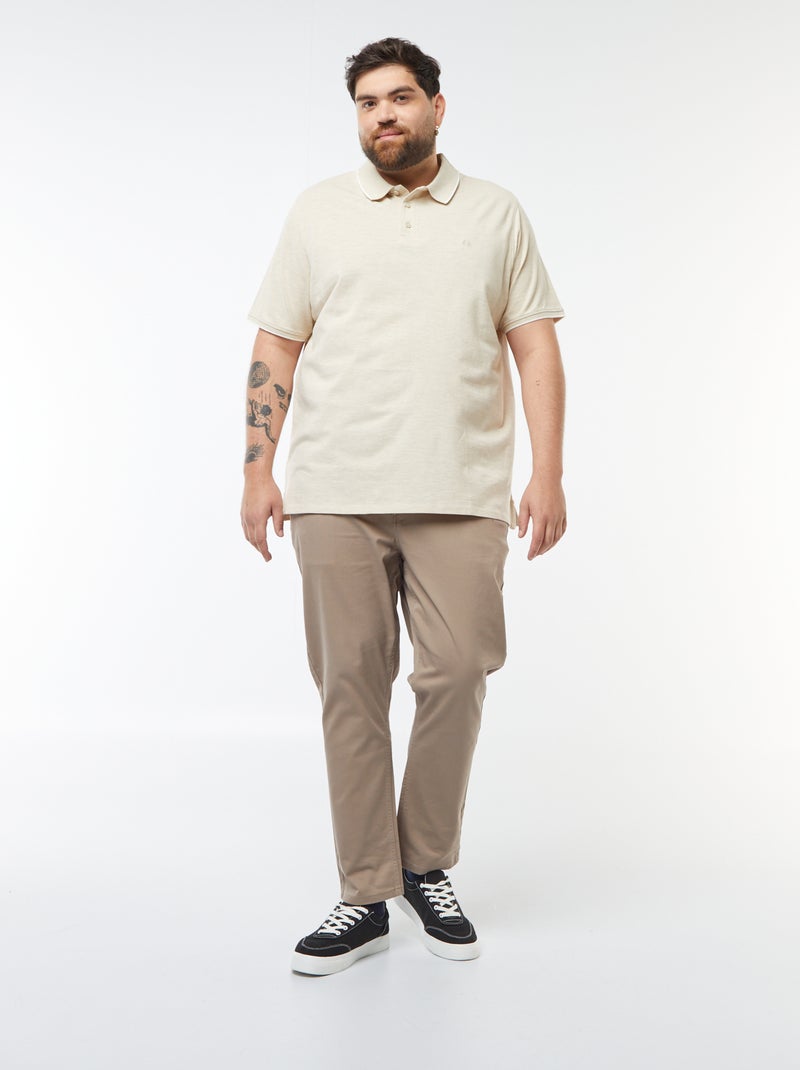 Polo de algodão com contrastes Bege - Kiabi