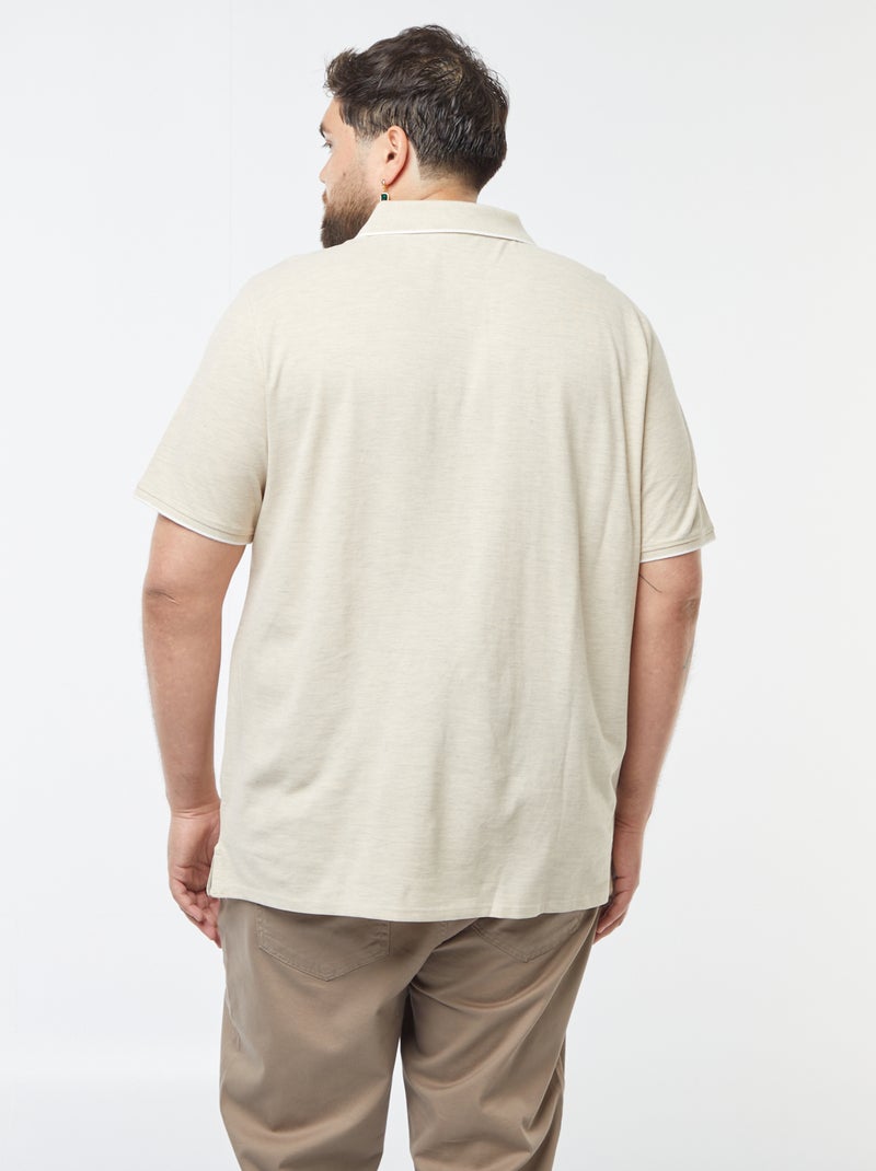 Polo de algodão com contrastes Bege - Kiabi