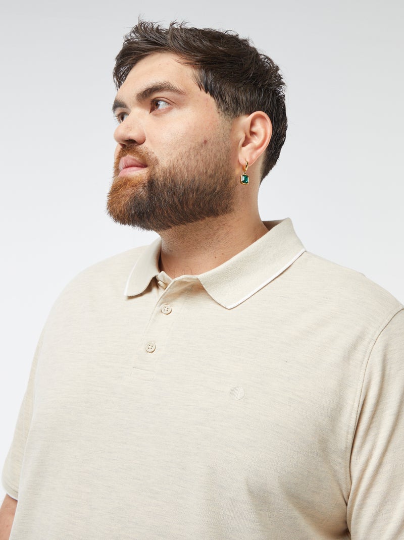 Polo de algodão com contrastes Bege - Kiabi