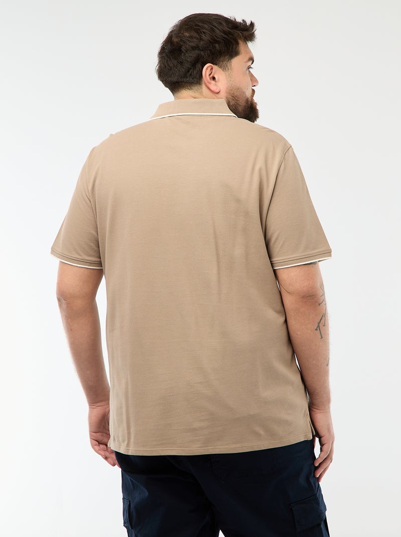 Polo de algodão com contrastes Bege - Kiabi