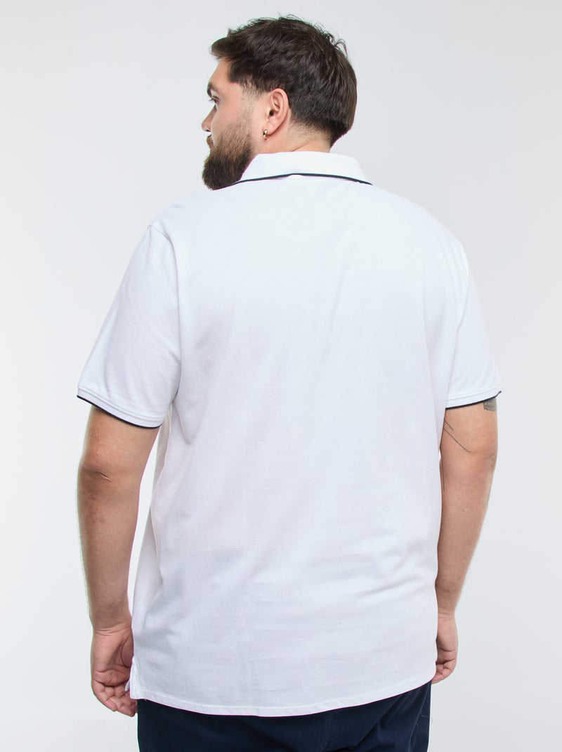 Polo de algodão com contrastes Branco - Kiabi