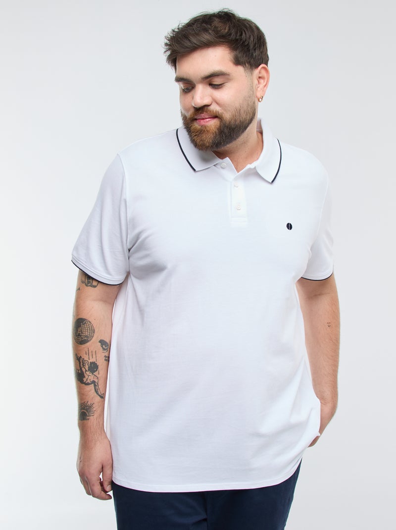 Polo de algodão com contrastes Branco - Kiabi