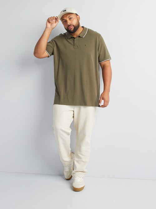 Polo de algodão com contrastes - Kiabi