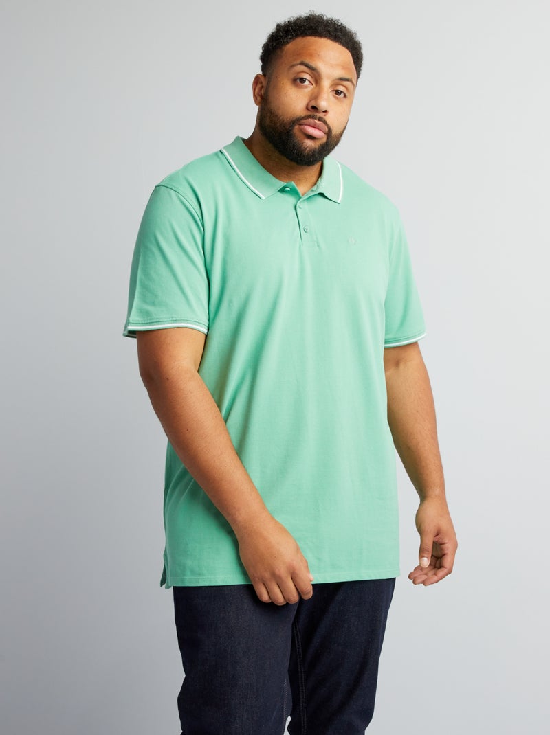 Polo de algodão com contrastes VERDE - Kiabi