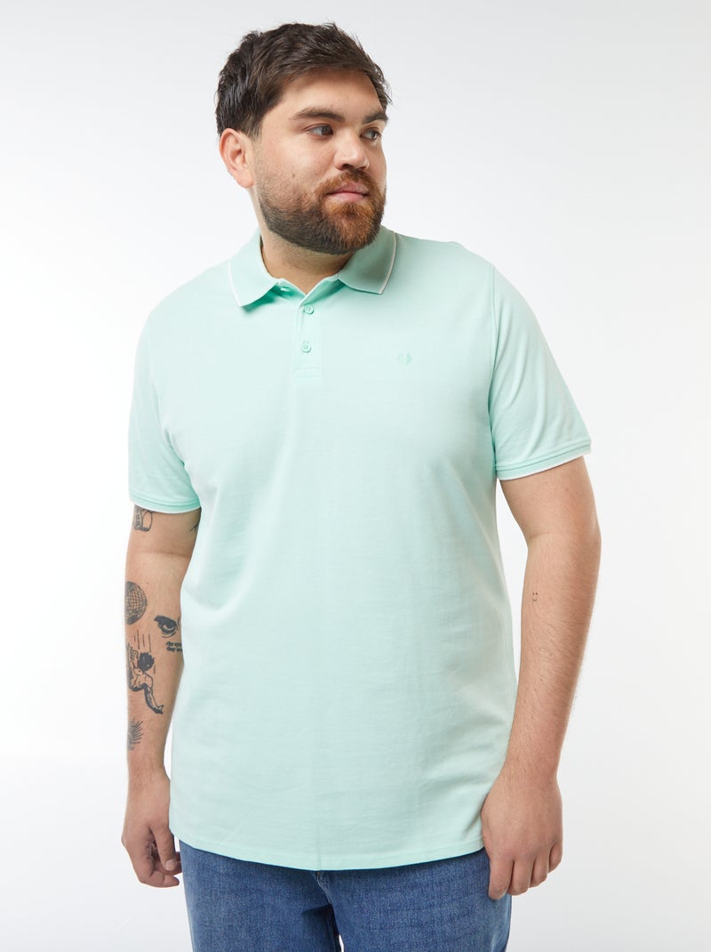 Polo de algodão com contrastes Verde - Kiabi