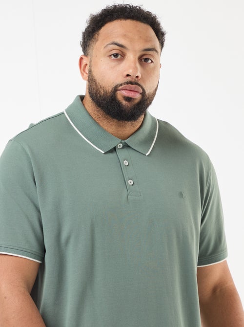 Polo de algodão com contrastes - Kiabi