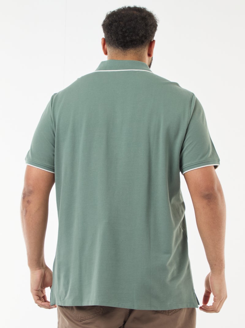 Polo de algodão com contrastes Verde - Kiabi