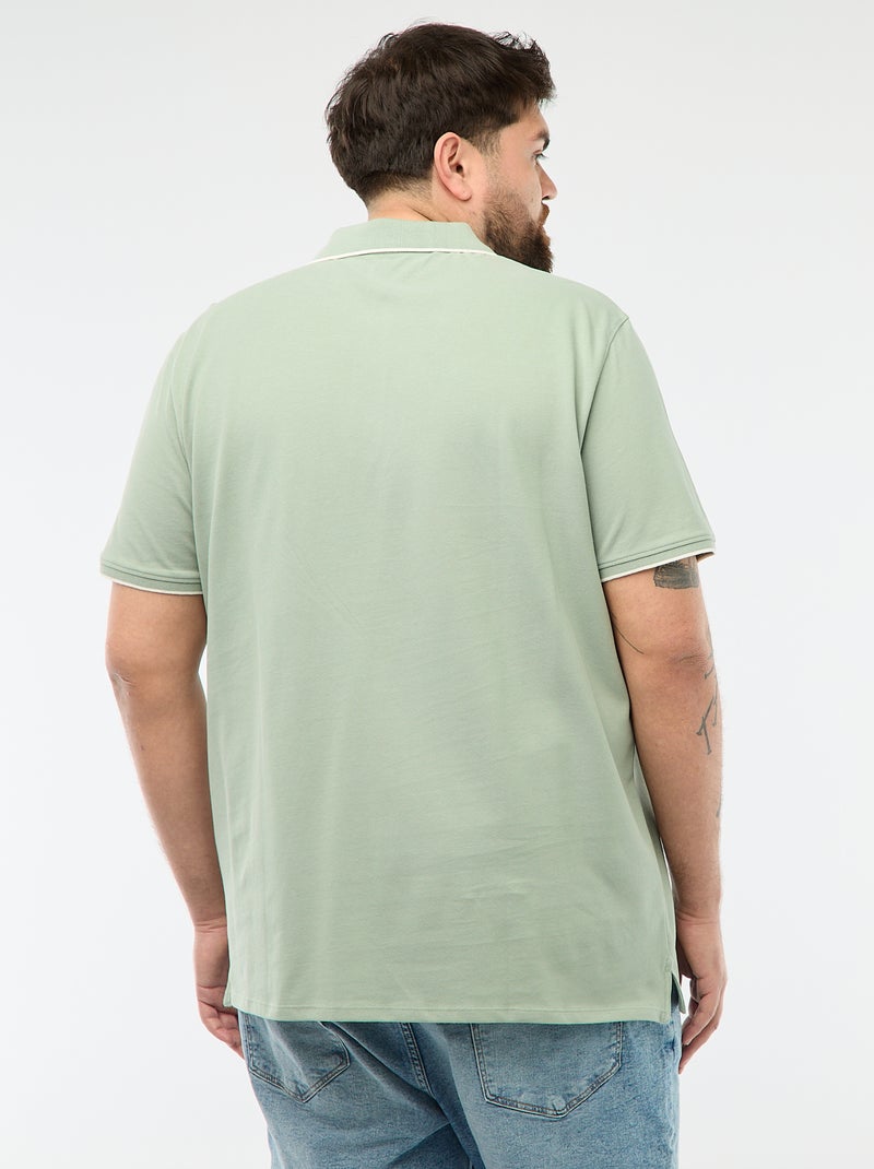 Polo de algodão com contrastes Verde - Kiabi