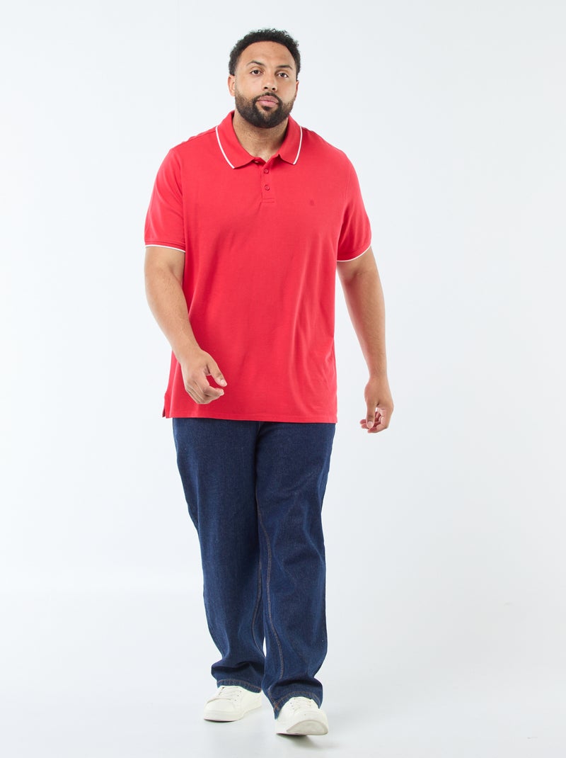 Polo de algodão com contrastes Vermelho - Kiabi