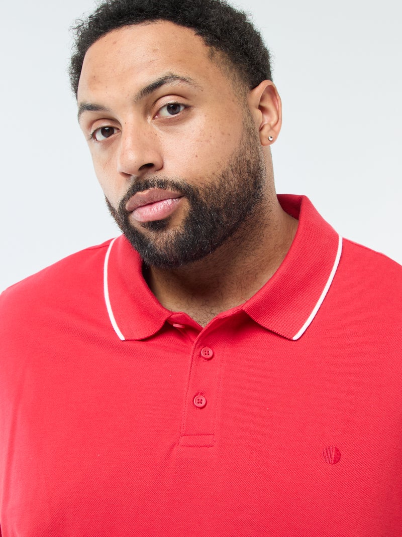 Polo de algodão com contrastes Vermelho - Kiabi