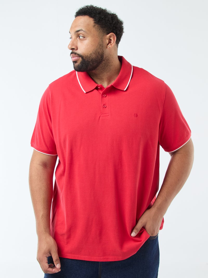 Polo de algodão com contrastes Vermelho - Kiabi
