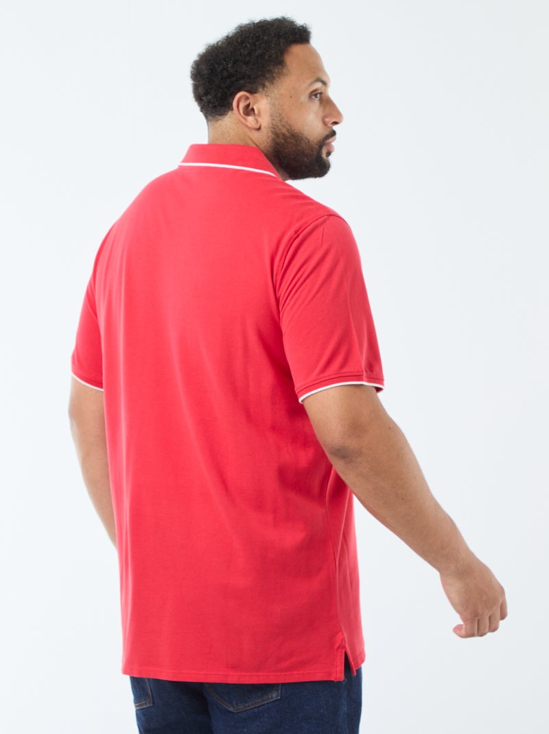 Polo de algodão com contrastes Vermelho - Kiabi