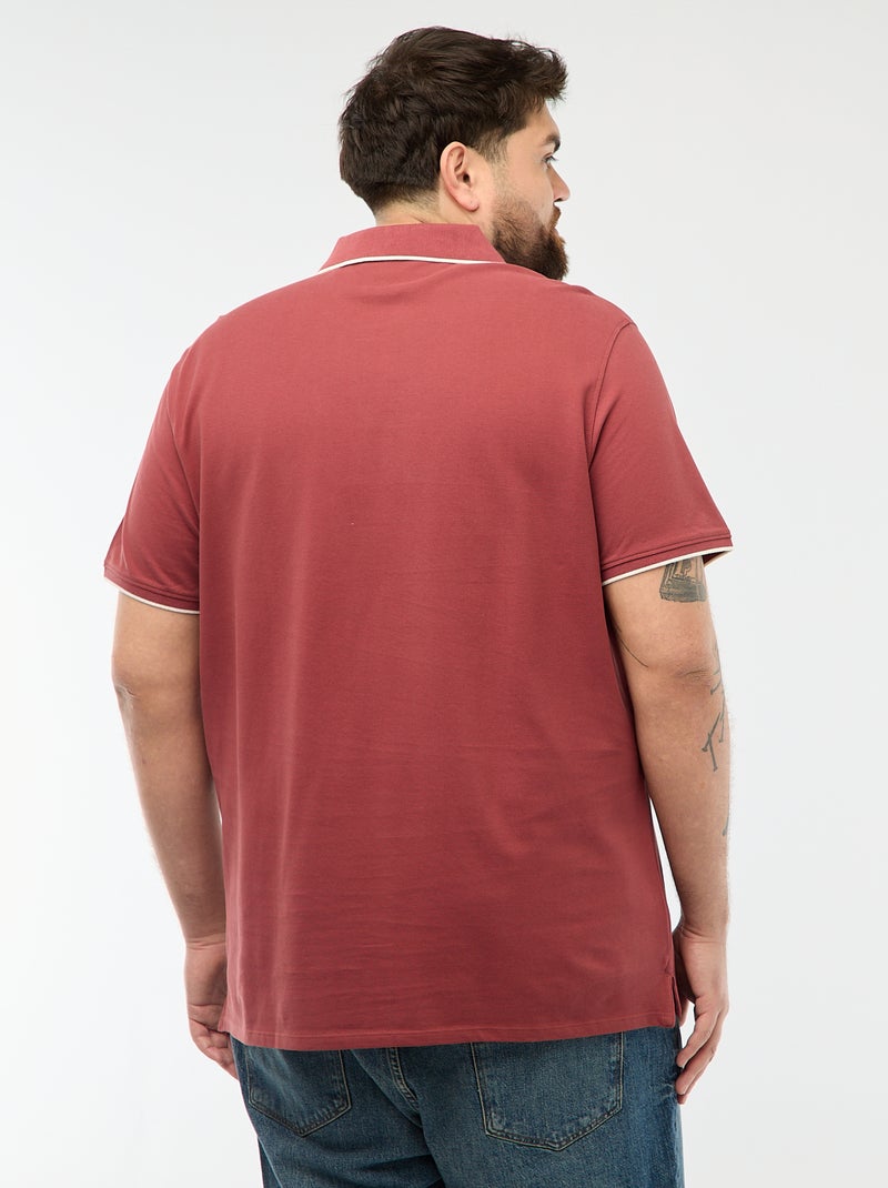 Polo de algodão com contrastes Vermelho - Kiabi