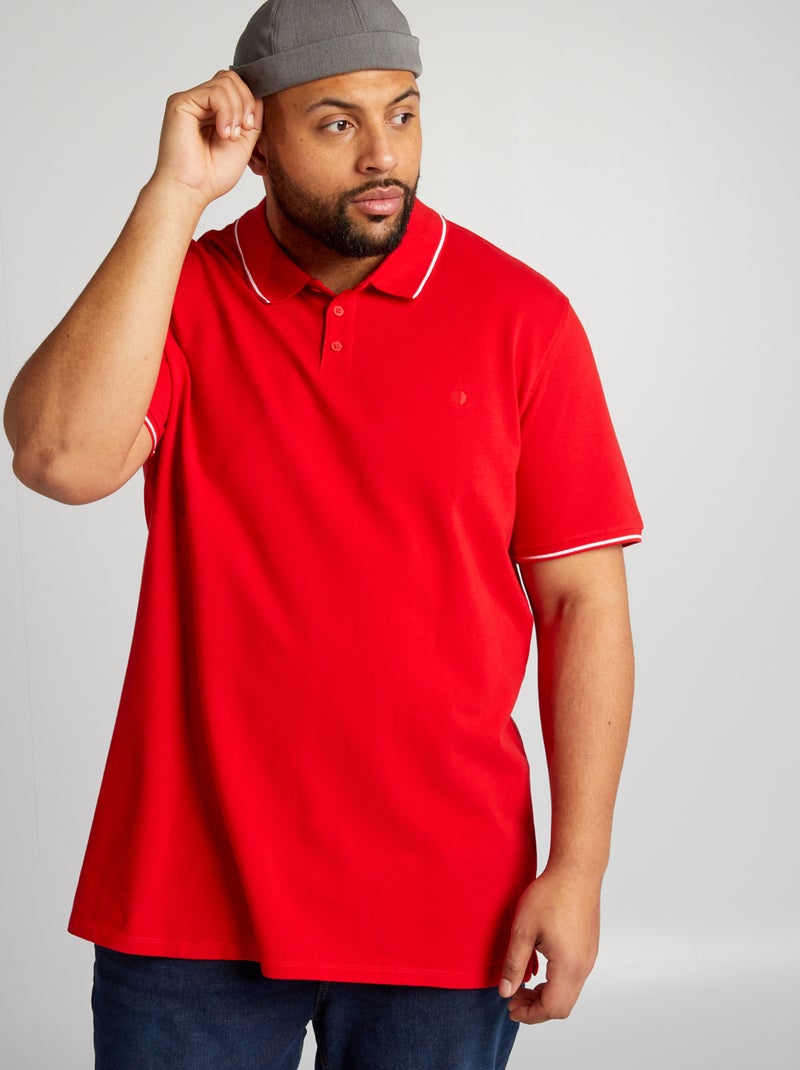 Polo de algodão com contrastes Vermelho - Kiabi