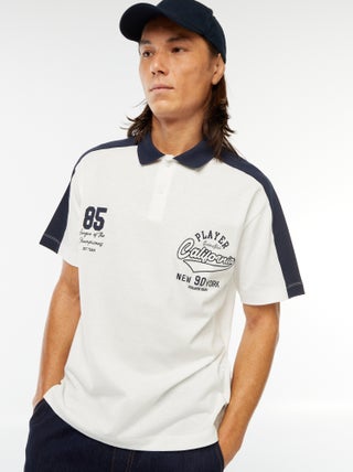 Polo de algodão estilo equipa de basebol americana