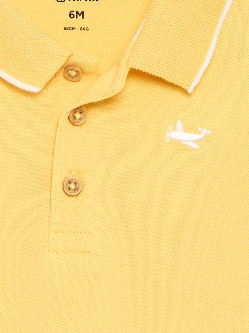 Polo de algodão piqué Amarelo - Kiabi