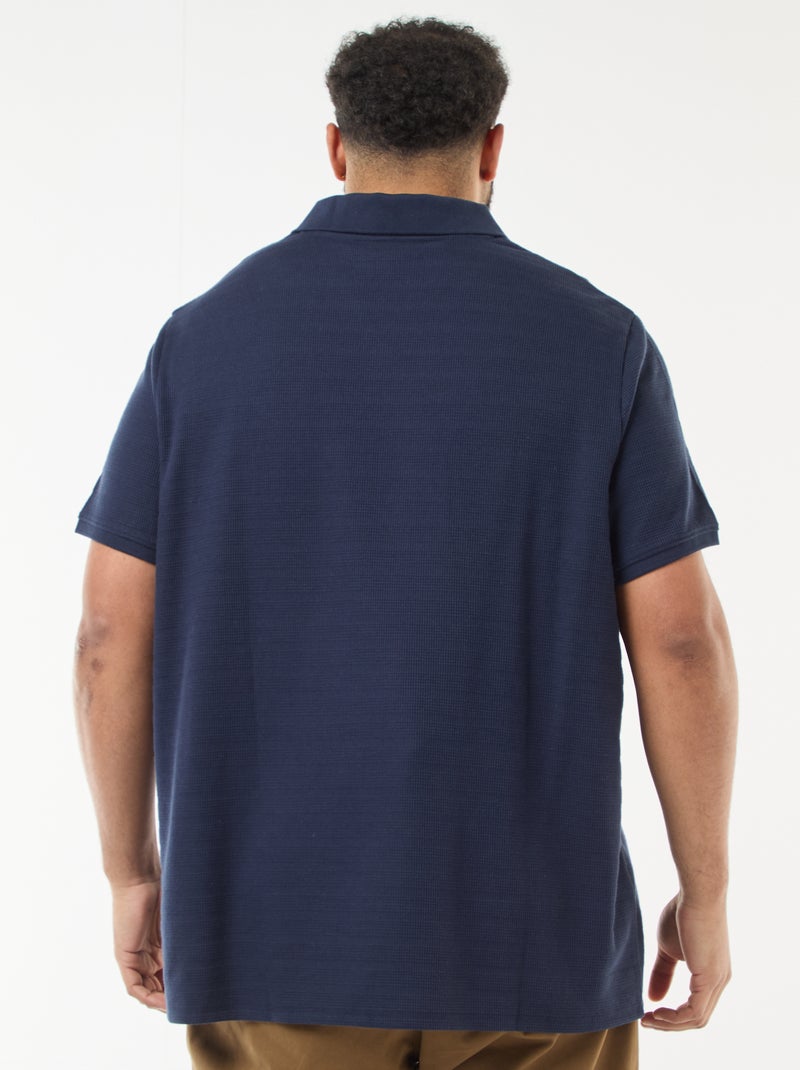 Polo de algodão stretch de manga curta Azul - Kiabi