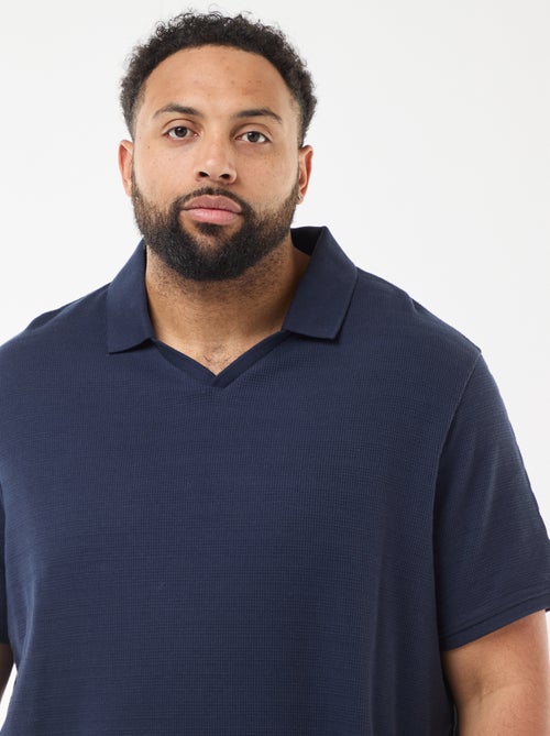 Polo de algodão stretch de manga curta - Kiabi