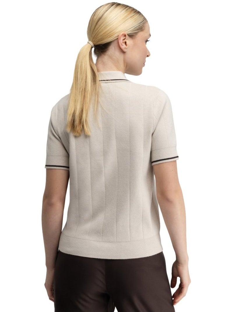 Polo de golfe de malha para mulher Bege - Kiabi