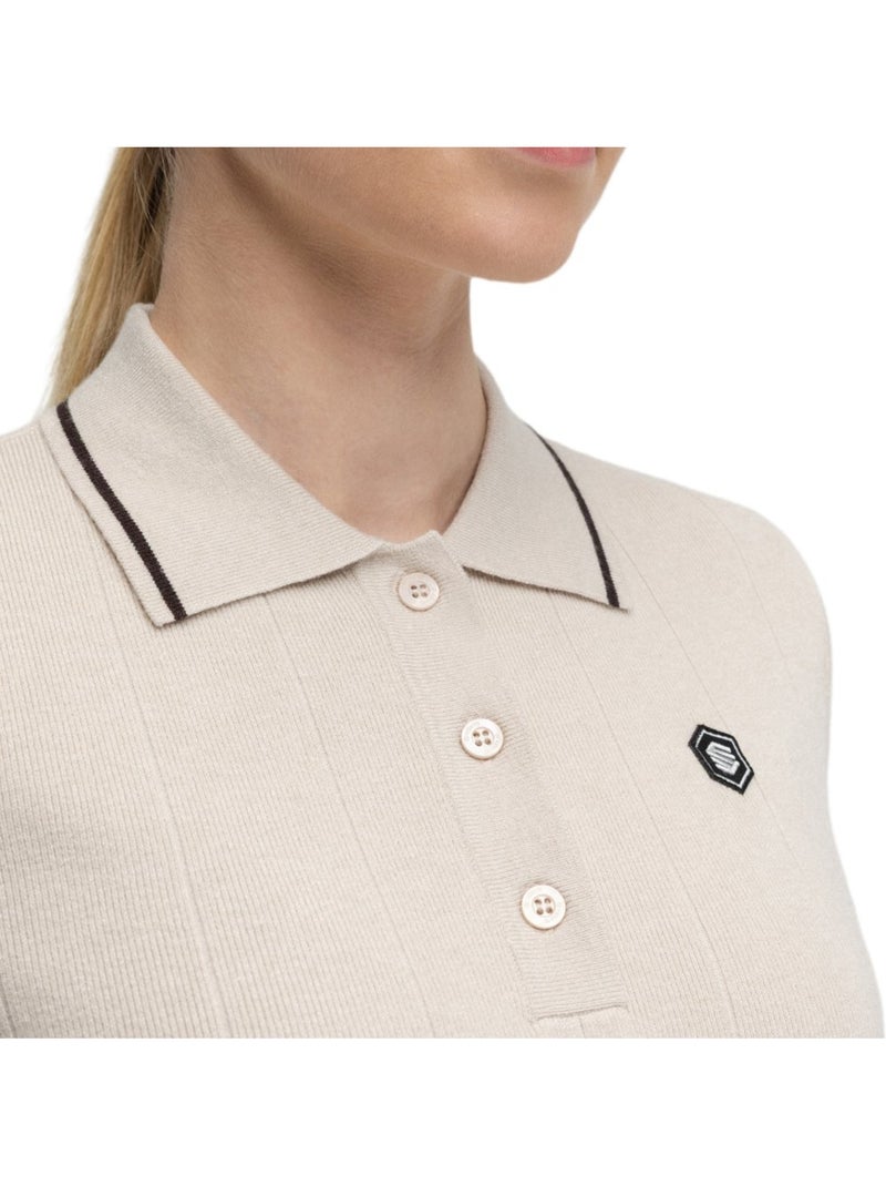 Polo de golfe de malha para mulher Bege - Kiabi