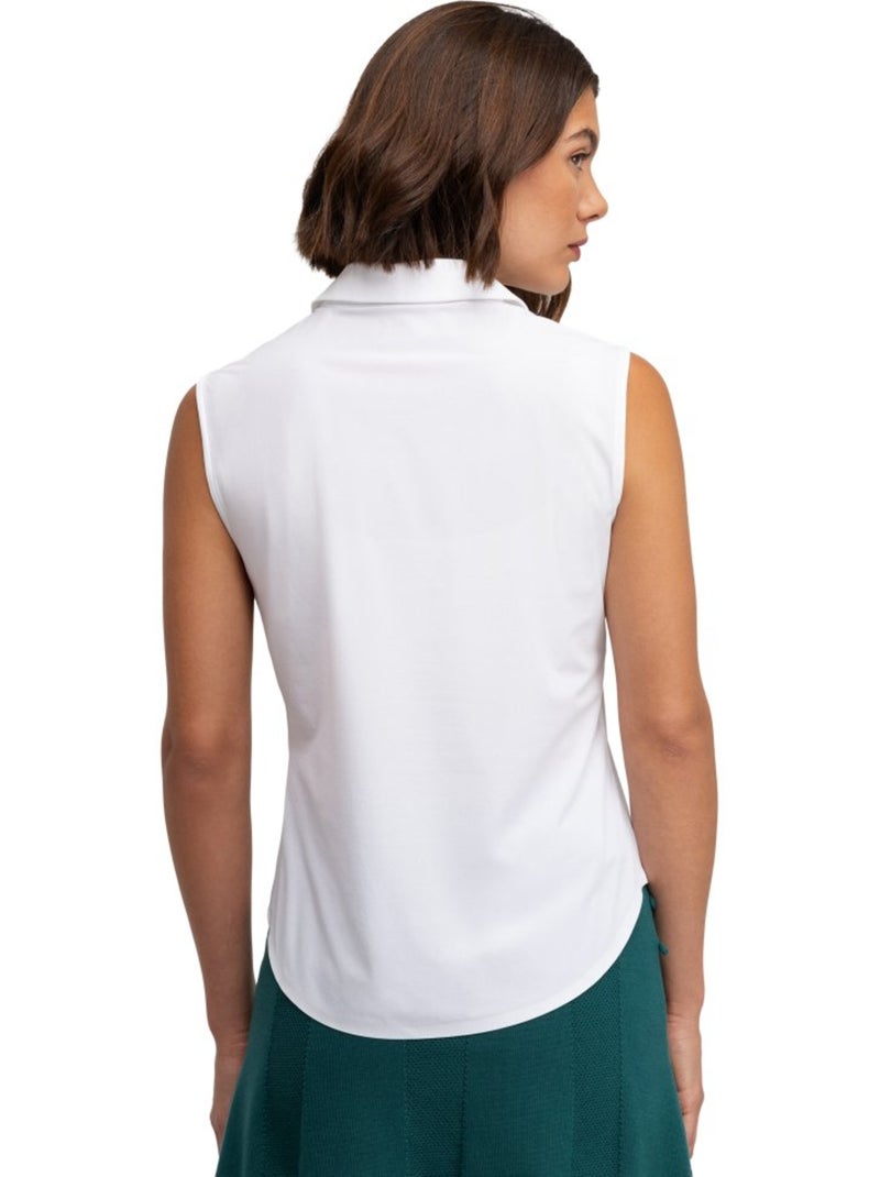 Polo de golfe performance sem mangas para mulher Branco - Kiabi
