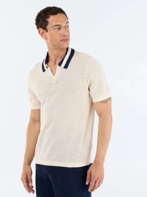 Polo de malha ajurada de manga curta - Kiabi