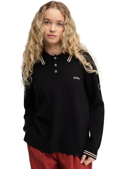 Polo de malha de manga comprida para mulher - Kiabi Polo de malha de manga comprida para mulher - Kiabi