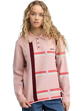 Polo de malha de manga comprida para mulher