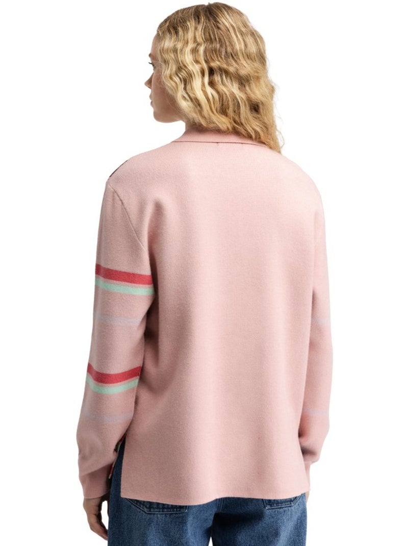 Polo de malha de manga comprida para mulher Rosa - Kiabi