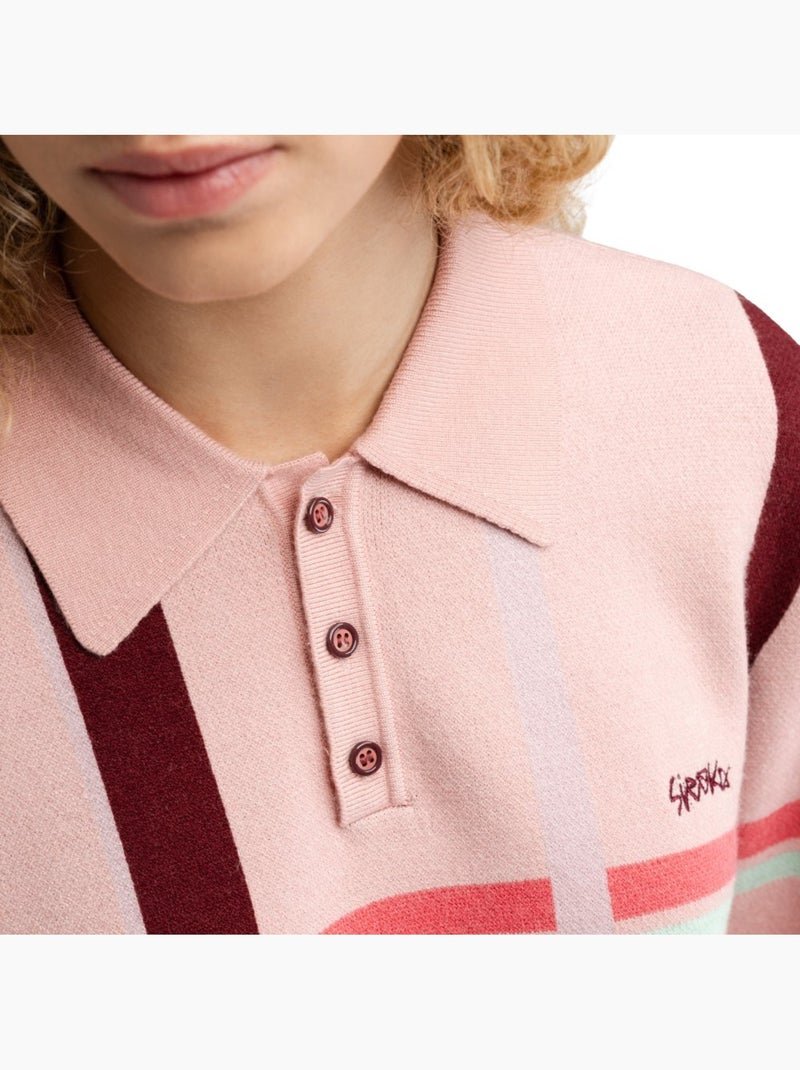 Polo de malha de manga comprida para mulher Rosa - Kiabi