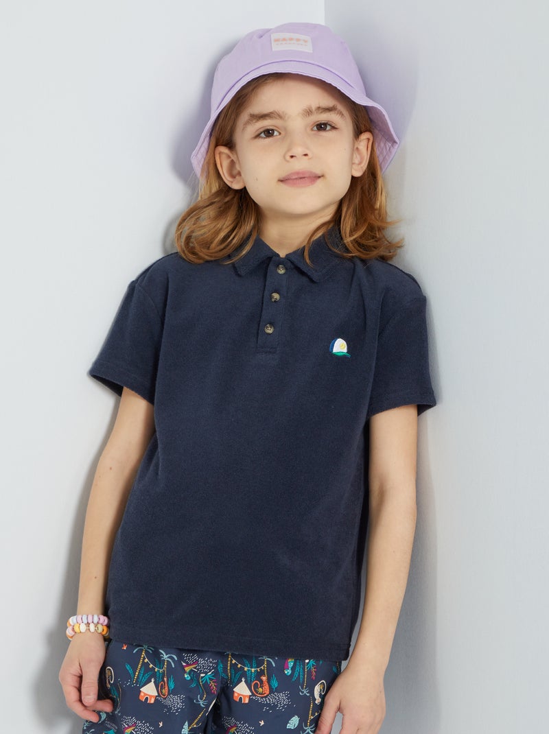 Polo de malha felpa AZUL - Kiabi