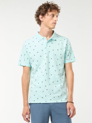 Polo de malha piqué com motivo all-over
