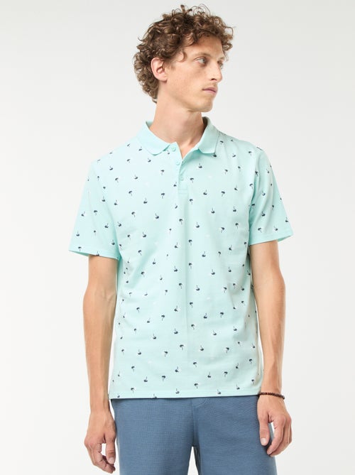 Polo de malha piqué com motivo all-over - Kiabi