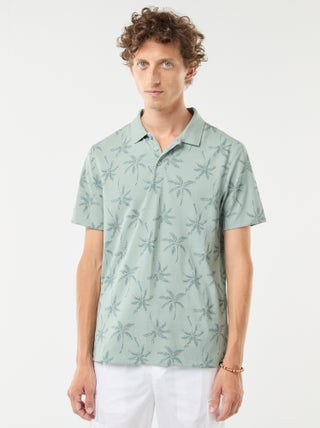 Polo de malha piqué com motivo all-over