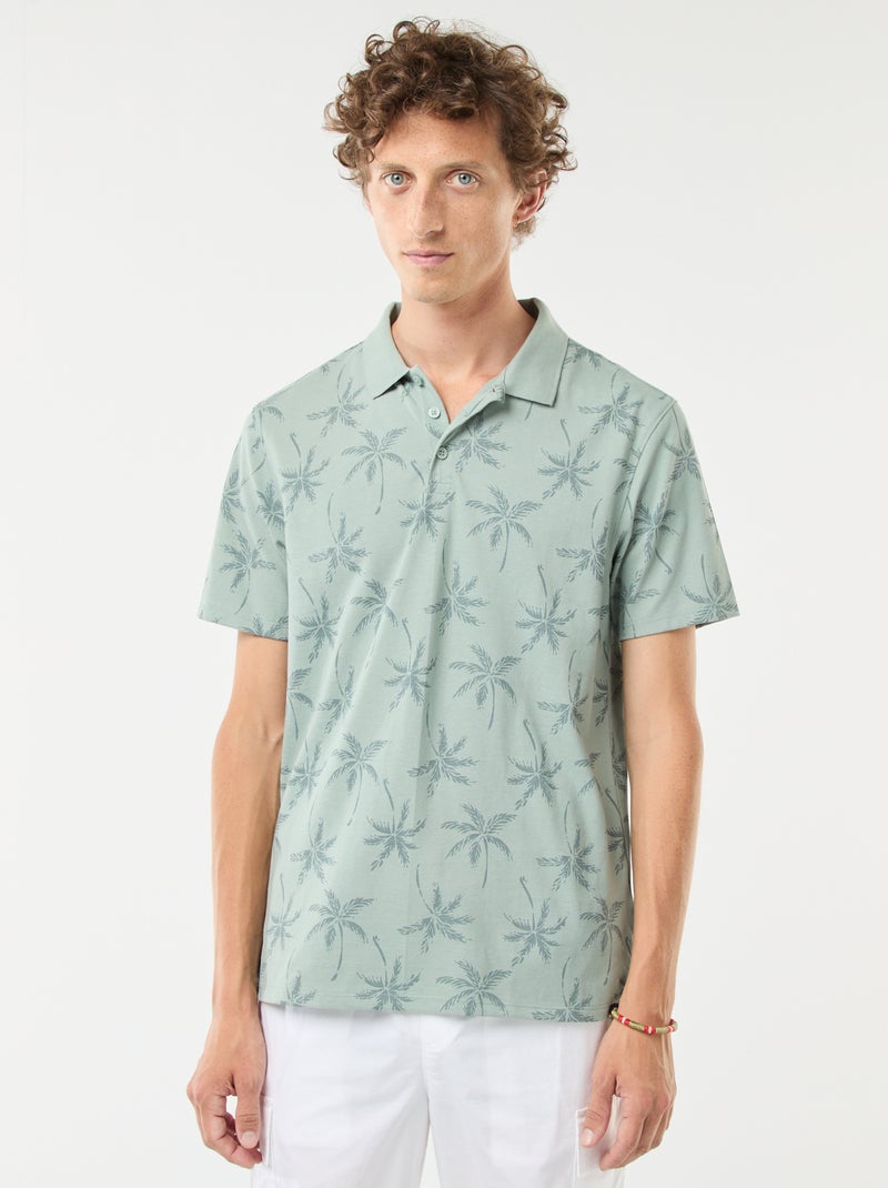 Polo de malha piqué com motivo all-over Azul - Kiabi