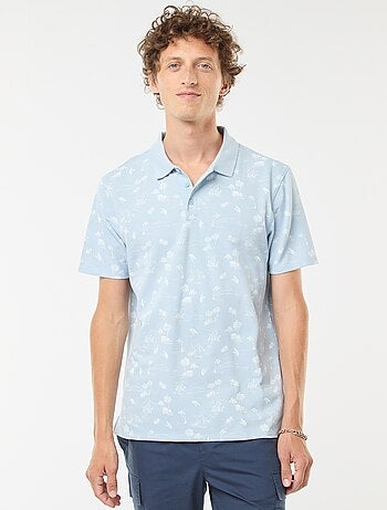 Polo de malha piqué com motivo all-over