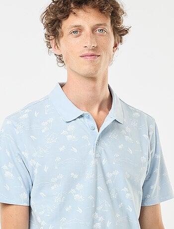 Polo de malha piqué com motivo all-over