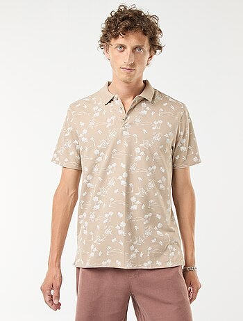 Polo de malha piqué com motivo all-over