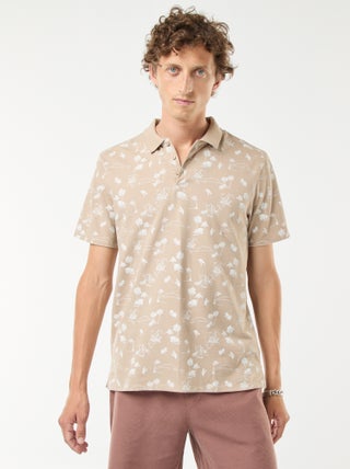 Polo de malha piqué com motivo all-over
