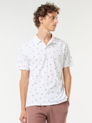 Polo de malha piqué com motivo all-over