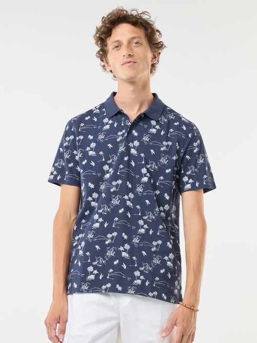 Polo de malha piqué com motivo all-over - Kiabi